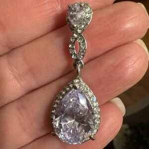 Clear Teardrop Cubic Zirconia Drop Earrings and Bracelet - Women Jewelry